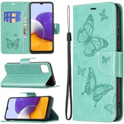 Mobigear Butterfly Samsung Galaxy A22 5G Klapphülle Portemonnaie - Türkis