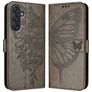 Mobigear Butterfly Samsung Galaxy M55 Hülle Klapphülle Geldbörse - Grau