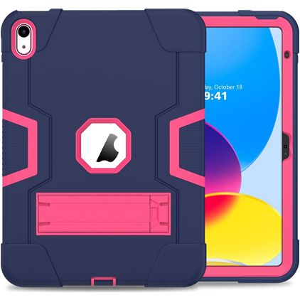Mobigear ShieldStand iPad 11 (2025) Hülle Kunststoff,Silikon Backcover + Ständer - Pink / Marineblau