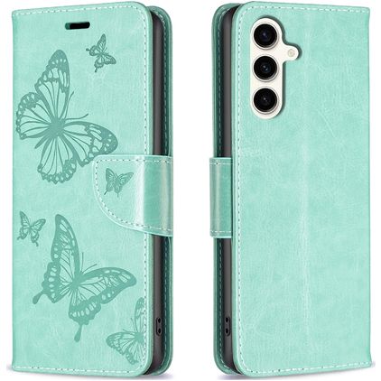 Mobigear Butterfly Samsung Galaxy S23 FE Hülle Klapphülle Geldbörse - Grün