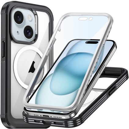 Mobigear Rugged Mag iPhone 15 MagSafe Hardcase Backcover Shockproof - Schwarz