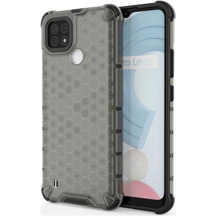 Mobigear Honeycomb Realme C21 Hülle Hardcase Backcover Stoßfest - Schwarz