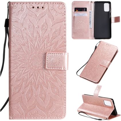 Mobigear Sunflower Samsung Galaxy S20 Plus Hülle Klapphülle Geldbörse - Roségold
