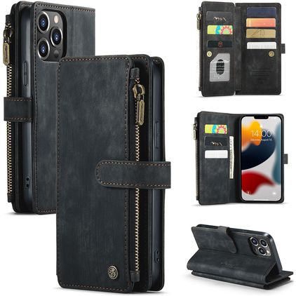 CaseMe C30 iPhone 13 Pro Klapphülle Portemonnaie - Schwarz