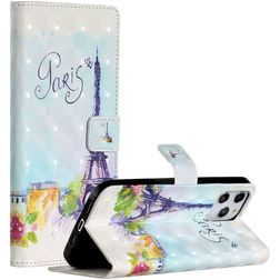 Mobigear Design iPhone 12 Pro Max Hülle Klapphülle Geldbörse - Eiffelturm