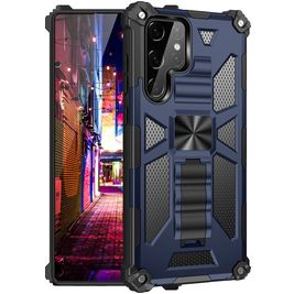 Mobigear Armor Stand Samsung Galaxy S22 Ultra Hülle Hardcase Backcover Stoßfest mit Ständer - Blau