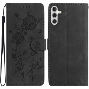 Mobigear Flowers Samsung Galaxy A17 Hülle Klapphülle Geldbörse - Schwarz