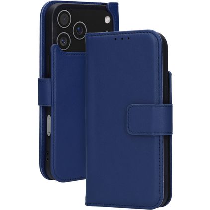 Mobiparts Wallet iPhone 17 Pro Max MagSafe Hülle Echtes Leder Klapphülle Geldbörse - Blau