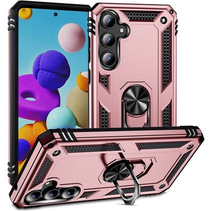 Mobigear Armor Ring Samsung Galaxy A35 Hardcase Backcover Shockproof mit Ringhalter - Roségold
