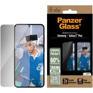PanzerGlass Ultra-Wide Fit Privacy Samsung Galaxy S25 Plus Gehärtetes Glas Displayschutz Privacy - Hüllenfreundlich - Schwarz