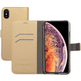 Mobiparts Saffiano Wallet iPhone XS Max Hülle Klapphülle Geldbörse - Gold