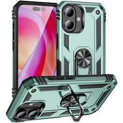 Mobigear Armor Ring iPhone 16 Hülle Hardcase Backcover Stoßfest mit Ringhalter - Grün