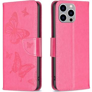 Mobigear Butterfly iPhone 15 Pro Max Hülle Klapphülle Geldbörse - Magenta