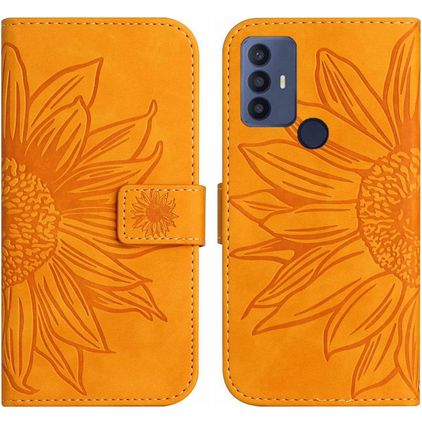 Mobigear Sunflower TCL 30 SE Hülle Klapphülle Geldbörse - Cognac