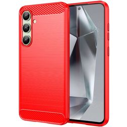 Mobigear Brushed Slim Samsung Galaxy S24 FE Hülle Flexibles TPU Backcover - Rot