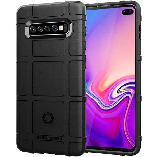 Mobigear Rugged Shield Samsung Galaxy S10 Plus Hülle Flexibles TPU Backcover Stoßfest - Schwarz