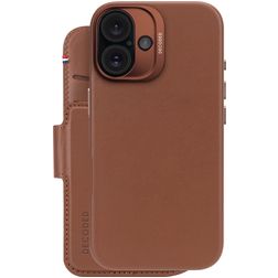Decoded Detachable Wallet iPhone 16 MagSafe Hülle Echtes Leder Abnehmbare 2in1 Klapphülle Geldbörse - Tan