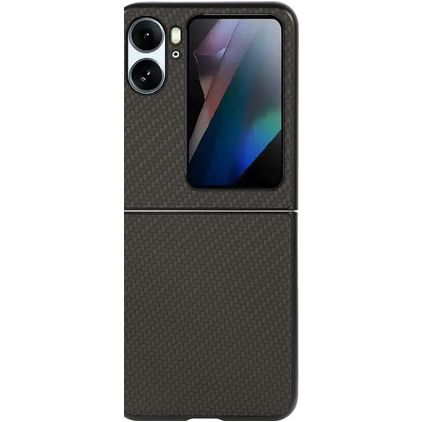 Mobigear Carbon OPPO Find N2 Flip Hülle Hardcase Backcover - Schwarz