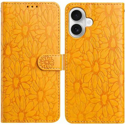 Mobigear Flowers iPhone 17 Hülle Klapphülle Geldbörse - Gelb
