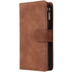 Mobigear Zipper Samsung Galaxy A41 Hülle Klapphülle Geldbörse - Braun