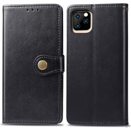 Mobigear Snap Button iPhone 11 Hülle Klapphülle Geldbörse - Schwarz