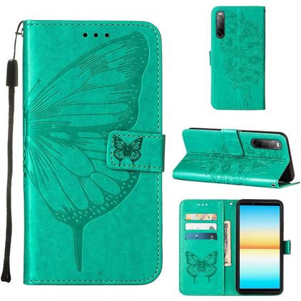 Mobigear Butterfly Sony Xperia 10 IV Klapphülle Portemonnaie - Grün