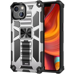 Mobigear Armor Stand iPhone 13 Pro Max Hülle Hardcase Backcover Stoßfest mit Ständer - Silber