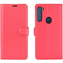 Mobigear Classic Motorola One Fusion Plus Hülle Klapphülle Geldbörse - Magenta