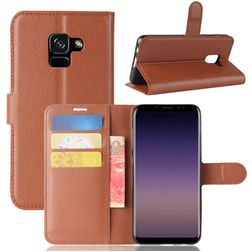 Mobigear Classic Samsung Galaxy A8 (2018) Hülle Klapphülle Geldbörse - Cognac
