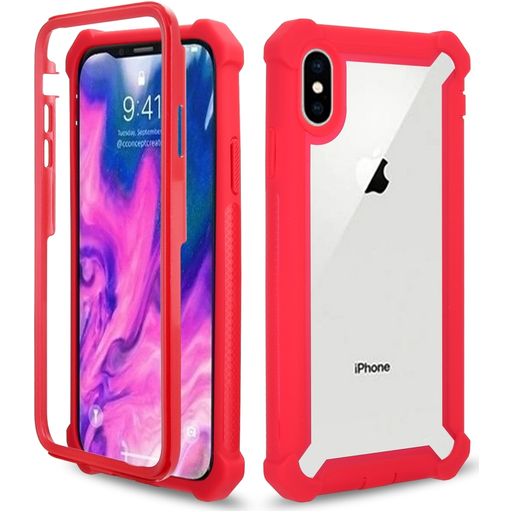 Mobigear Two-Layer iPhone XS Max Hülle Hardcase Backcover Stoßfest - Transparent / Rot