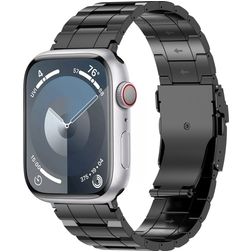 Mobigear Melbourne Titan Apple Watch Armband Faltschließe - 42/41/40/38 mm - Schwarz