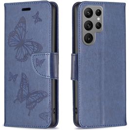 Mobigear Butterfly Samsung Galaxy S24 Ultra Hülle Klapphülle Geldbörse - Blau