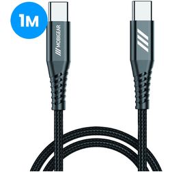 Mobigear Nylon USB-C auf USB-C Kabel 1 Meter - Schwarz
