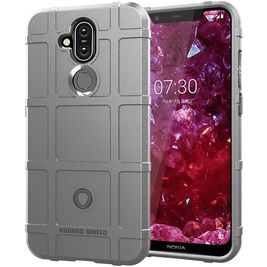 Mobigear Rugged Shield Nokia 8.1 Hülle Flexibles TPU Backcover Stoßfest - Grau Mobigear Rugged Shield Nokia 8.1 Hülle Flexibles TPU Backcover Stoßfest - Grau