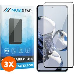 Mobigear Premium Xiaomi 12T Panzerglas Gehärtetes Glas Displayschutz - Hüllenfreundlich - Schwarz (3er Pack)
