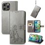 Mobigear Clover iPhone 15 Pro Max Hülle Klapphülle Geldbörse - Grau