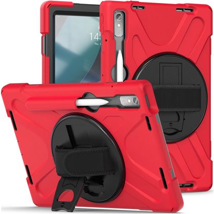 Mobigear SureGrip XGuard Lenovo Tab P11 Pro Gen 2 Hülle Kunststoff / Silikon Backcover + Stylus-Halter + Ständer - Rot