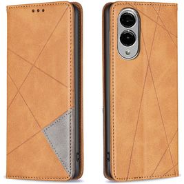 Mobigear Rhombus Slim Samsung Galaxy S25 Edge Hülle Klapphülle - Cognac