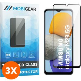 Mobigear Premium Samsung Galaxy M23 Panzerglas Gehärtetes Glas Displayschutz - Hüllenfreundlich - Schwarz (3er Pack)