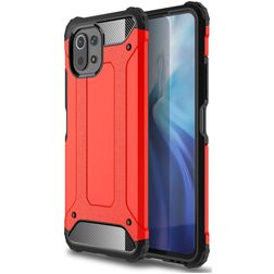 Mobigear Outdoor Xiaomi Mi 11 Lite Hülle Hardcase Backcover Stoßfest - Rot