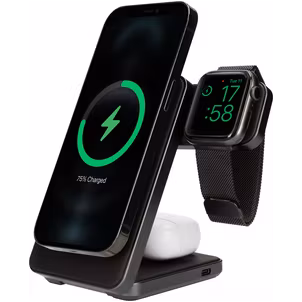 Mobiparts Foldable 3 in 1 es Ladegerät Qi Wireless 15W - Schwarz