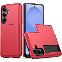 Mobigear Card Samsung Galaxy S26 Plus Hülle Hardcase Backcover Stoßfest mit Kartenhalter - Rot