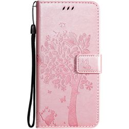 Mobigear Tree Samsung Galaxy S21 Hülle Klapphülle Geldbörse - Roségold