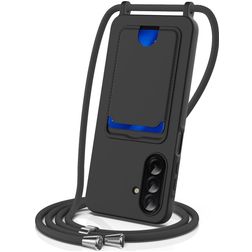 Mobigear Lanyard Card Samsung Galaxy A37 Silikon Handykette mit Kartenhalter - Schwarz