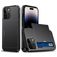 Mobigear Card iPhone 15 Pro Max Hülle Hardcase Backcover Stoßfest mit Kartenhalter - Schwarz