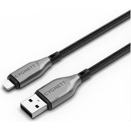 Cygnett Armoured USB-A auf Apple Lightning MFI Kabel 1 Meter - Schwarz