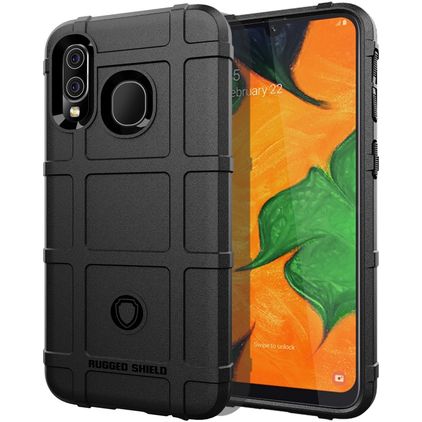 Mobigear Rugged Shield Samsung Galaxy A40 Hülle Flexibles TPU Backcover Stoßfest - Schwarz