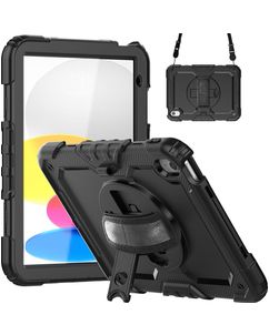 Mobigear SureGrip Xtreme iPad 10 (2022) Hülle Kunststoff,Silikon Backcover + Schulterträger + Ständer - Schwarz