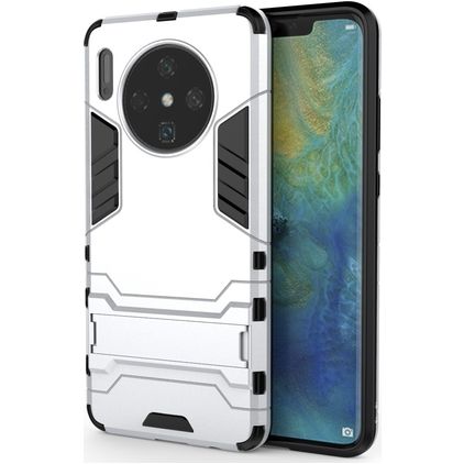 Mobigear Armor Stand Huawei Mate 30 Hülle Hardcase Backcover Stoßfest mit Ständer - Silber