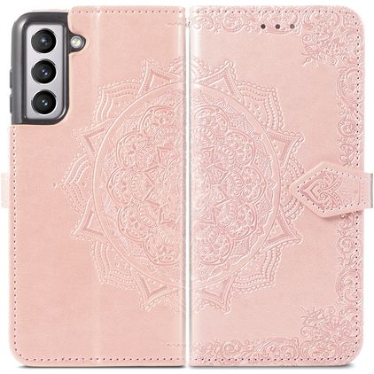 Mobigear Mandala Samsung Galaxy S21 FE Hülle Klapphülle Geldbörse - Roségold